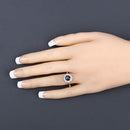 1.34 Carat Genuine Blue Sapphire and White Diamond 10K Yellow Gold Ring-5