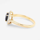 1.34 Carat Genuine Blue Sapphire and White Diamond 10K Yellow Gold Ring-6