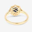 1.34 Carat Genuine Blue Sapphire and White Diamond 10K Yellow Gold Ring-7