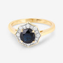 1.34 Carat Genuine Blue Sapphire and White Diamond 10K Yellow Gold Ring-9