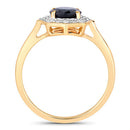 1.34 Carat Genuine Blue Sapphire and White Diamond 10K Yellow Gold Ring-2