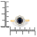 1.34 Carat Genuine Blue Sapphire and White Diamond 10K Yellow Gold Ring-3