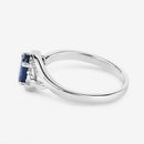 0.98 Carat Genuine Blue Sapphire and White Diamond 10K White Gold Ring-7