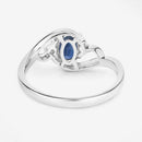 0.98 Carat Genuine Blue Sapphire and White Diamond 10K White Gold Ring-8