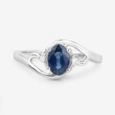 0.98 Carat Genuine Blue Sapphire and White Diamond 10K White Gold Ring-9