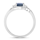 0.98 Carat Genuine Blue Sapphire and White Diamond 10K White Gold Ring-2