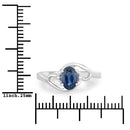 0.98 Carat Genuine Blue Sapphire and White Diamond 10K White Gold Ring-3