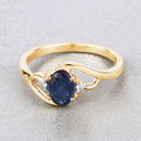 0.98 Carat Genuine Blue Sapphire and White Diamond 10K Yellow Gold Ring-4