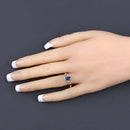 0.98 Carat Genuine Blue Sapphire and White Diamond 10K Yellow Gold Ring-5