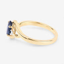 0.98 Carat Genuine Blue Sapphire and White Diamond 10K Yellow Gold Ring-6