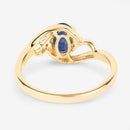 0.98 Carat Genuine Blue Sapphire and White Diamond 10K Yellow Gold Ring-7