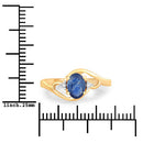 0.98 Carat Genuine Blue Sapphire and White Diamond 10K Yellow Gold Ring-3