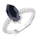 2.39 Carat Genuine Blue Sapphire and White Diamond 10K White Gold Ring-1