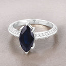 2.39 Carat Genuine Blue Sapphire and White Diamond 10K White Gold Ring-4