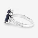 2.39 Carat Genuine Blue Sapphire and White Diamond 10K White Gold Ring-6