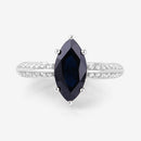 2.39 Carat Genuine Blue Sapphire and White Diamond 10K White Gold Ring-8