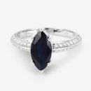 2.39 Carat Genuine Blue Sapphire and White Diamond 10K White Gold Ring-9