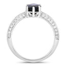2.39 Carat Genuine Blue Sapphire and White Diamond 10K White Gold Ring-2
