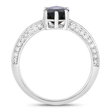 2.39 Carat Genuine Blue Sapphire and White Diamond 10K White Gold Ring - 0