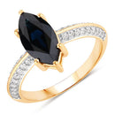 2.39 Carat Genuine Blue Sapphire and White Diamond 10K Yellow Gold Ring-1