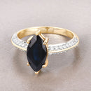 2.39 Carat Genuine Blue Sapphire and White Diamond 10K Yellow Gold Ring-4