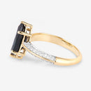 2.39 Carat Genuine Blue Sapphire and White Diamond 10K Yellow Gold Ring-6
