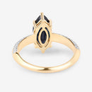 2.39 Carat Genuine Blue Sapphire and White Diamond 10K Yellow Gold Ring-7