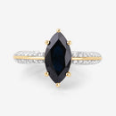 2.39 Carat Genuine Blue Sapphire and White Diamond 10K Yellow Gold Ring-8