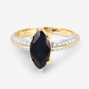 2.39 Carat Genuine Blue Sapphire and White Diamond 10K Yellow Gold Ring-9
