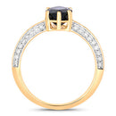 2.39 Carat Genuine Blue Sapphire and White Diamond 10K Yellow Gold Ring-2
