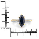 2.39 Carat Genuine Blue Sapphire and White Diamond 10K Yellow Gold Ring-3
