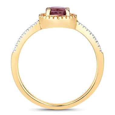 0.92 Carat Genuine Ruby and White Diamond 14K Yellow Gold Ring - 0