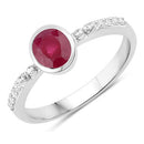 1.00 Carat Genuine Ruby and White Diamond 14K White Gold Ring-1