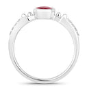 1.00 Carat Genuine Ruby and White Diamond 14K White Gold Ring-2
