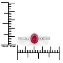1.00 Carat Genuine Ruby and White Diamond 14K White Gold Ring-3