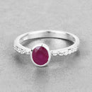 1.00 Carat Genuine Ruby and White Diamond 14K White Gold Ring-4