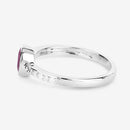 1.00 Carat Genuine Ruby and White Diamond 14K White Gold Ring-6