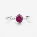 1.00 Carat Genuine Ruby and White Diamond 14K White Gold Ring-8