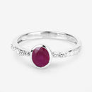 1.00 Carat Genuine Ruby and White Diamond 14K White Gold Ring-9