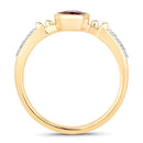 1.00 Carat Genuine Ruby and White Diamond 14K Yellow Gold Ring-2