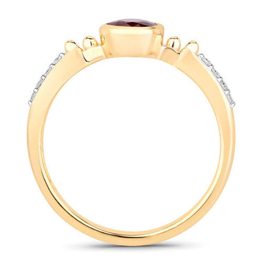 1.00 Carat Genuine Ruby and White Diamond 14K Yellow Gold Ring - 0