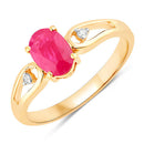0.95 Carat Genuine Ruby and White Diamond 14K Yellow Gold Ring-1