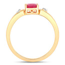 0.95 Carat Genuine Ruby and White Diamond 14K Yellow Gold Ring-2