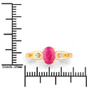 0.95 Carat Genuine Ruby and White Diamond 14K Yellow Gold Ring-3