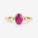 0.95 Carat Genuine Ruby and White Diamond 14K Yellow Gold Ring-8