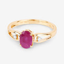 0.95 Carat Genuine Ruby and White Diamond 14K Yellow Gold Ring-9