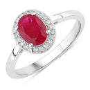 1.06 Carat Genuine Ruby and White Diamond 14K White Gold Ring-1