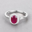 1.06 Carat Genuine Ruby and White Diamond 14K White Gold Ring-4