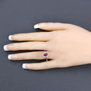 1.06 Carat Genuine Ruby and White Diamond 14K White Gold Ring-5
