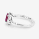 1.06 Carat Genuine Ruby and White Diamond 14K White Gold Ring-6